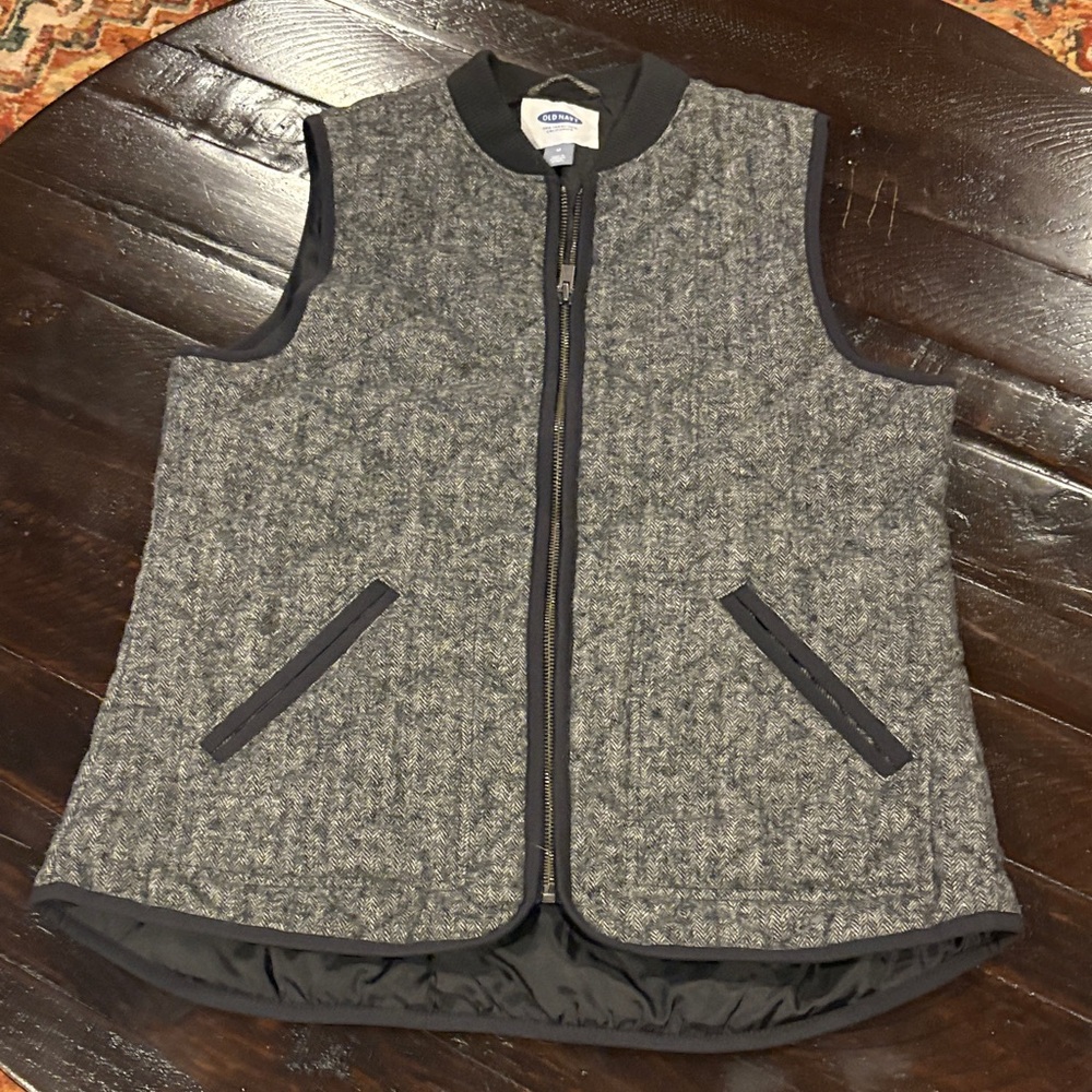 Old Navy Charcoal Gray Vest with Dark Trim